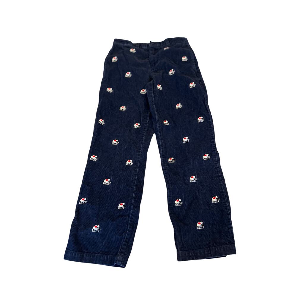 Vineyard Vines boys corduroy pants size 14 Santa whale navy